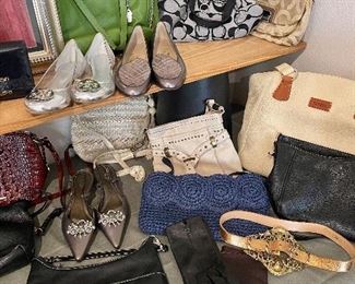 Purses & Wallets by Coach, Salvatore Ferragamo, Sakroots, Ralph Lauren, Brahmin, Vince Camuto, Hartman, Etienne Aigner, Cole Haan, Michael Kors & Sharif. Designer shoes by Salvatore Ferragamo, Etienne Aigner, Yves Saint Laurent, Tory Burch, Cole Haan, Ralph Lauren, Arturo Chiangmai, Merrill & Naturalizer. Leather Concho Belt