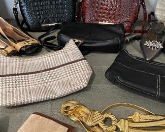 Purses & Wallets by Coach, Salvatore Ferragamo, Sakroots, Ralph Lauren, Brahmin, Vince Camuto, Hartman, Etienne Aigner, Cole Haan, Michael Kors & Sharif. Designer shoes by Salvatore Ferragamo, Etienne Aigner, Yves Saint Laurent, Tory Burch, Cole Haan, Ralph Lauren, Arturo Chiangmai, Merrill & Naturalizer. Leather Concho Belt