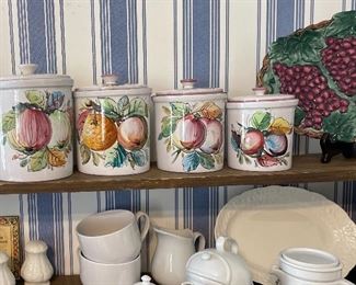 Hand painted Canister Set~Italy, Neiman Marcus Tea Pot