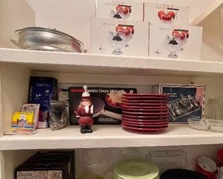 Shrimp Cocktail Cups, Electric Crepe Maker, Diamanté 24K Gold Trim Dessert/Salad Plates