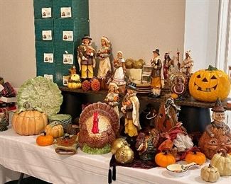 Fall & Halloween Decor, Spode Woodland Turkey Centerpiece, Pottery Barn Turkey Plates