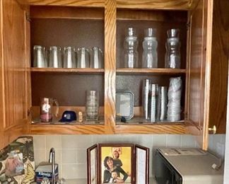 Mr Peanut Jars 75th Anniversary, Frank Marek Trucking-El Campo Vintage Etched Glasses, Vintage Houston Oilers Glass Mug