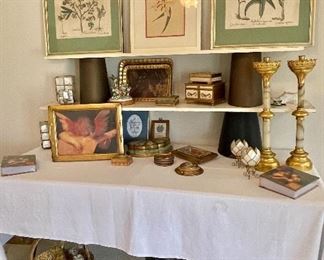 Vintage Artwork, Vintage Marble & Brass Candlesticks 