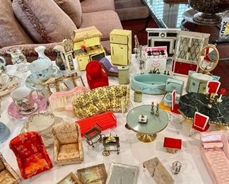 Vintage Ideal Dollhouse Furniture Including Princess Patti Stove and Refrigerator