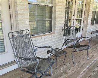 Vintage Wrought Iron Chairs and And Table