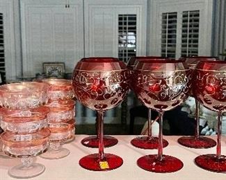 Royal Danube Handpainted Crystal Stemware~Romania, 