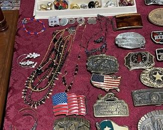 Vintage Costume Jewelry, Belt Buckle Collection 
