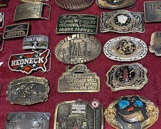 Belt Buckle Collection~Vintage Gold Tone Old West Bear Claw w/Turquoise Stones, Western Brands,  Souviner w/Gold Flakes, Texaco, Las Vegas, Texas, Redneck, Oilfield and many more