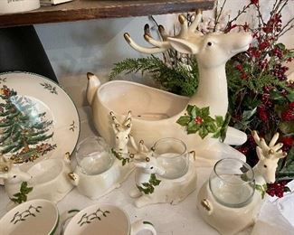 Vintage 1970’s Fitz & Floyd Deer Centerpiece and Candleholder Set