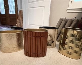 Mid Century Gruvwood Walnut Waste Basket, Mid Century Waste Baskets