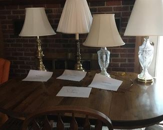 Various lamps- brass, crystal etc….