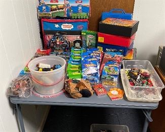 Thomas the train cars, engines, taps, hot wheels, match box cars, etc.