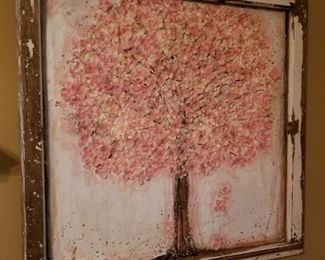 Unique Art - Tree leaves are not painted but pieces attached to art.