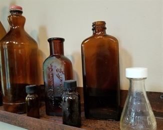 Vintage Amber Glass Bottles