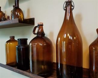 Vintage Amber Glass Bottles