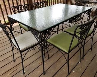 Iron Patio Table and Six Chairs