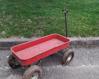 Red Radial Flyer-Style Swiveling Wagon with Inflatable Tires