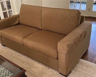 Ethan Allen Spencer Track Arm Sofa Height to back: 30". Height to top of back cushion: 38". W: 74". D: 39". Current Retail Price starts at $3,000 PRICE $1200