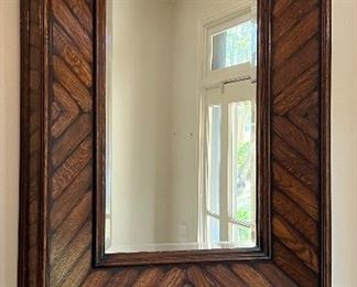 Richard Tubbs Wood mirror. H: 48". W: 35". Beveled mirror in Deep wood frame. Great looking!! PRICE $