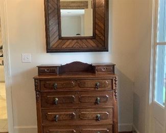 Antique Victorian Chest with Designer wood mirror from Richard Tubbs. $300 Chest. Mirror $350