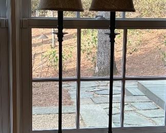 Pair of Ballard Designs Buffet Lamps with Burlap Shades $75/ pair