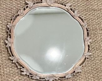 Gorgeous round Beveled mirror with carved wood Oak leaves & Acorns. PRICE $395