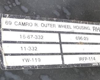 '69 Camaro outer wheel housing