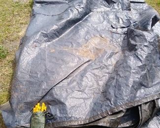 Large pool cover with stakes