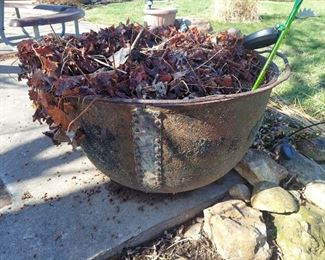 Antique Cast Iron Kettle Planter