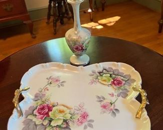 Antique Porcelain Perfume Bottle and Tray
