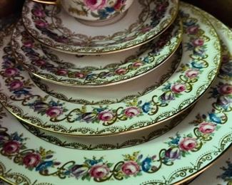 Antique Rosenthal China, Vienna, (8) Six-Piece Plate Settings with 7 extra pieces