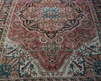 Gorgeous hand-woven Persian Heriz rug, 100% wool face, measures 11' 1" x 7' 9".