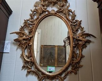 GORGEOUS vintage, gold gilt Chinoiserie wall mirror.