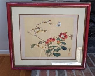 One of the pair of original Asian botanical watercolors.