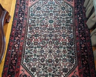 Vintage hand-woven Persian Lilihan Sarouk rug, measures 3' 4" x 4' 10".