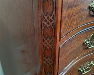 Side detail of the Baker Historic Charleston Reproductions 4-drawer chest.