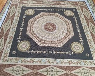 8' x 8' hand-woven French Aubusson rug.