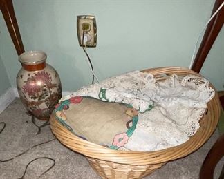 Imari Vase and Tons of Crocheted Doilies (Just wait till you see them all)