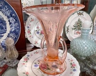 Pink Depression Glass Vase