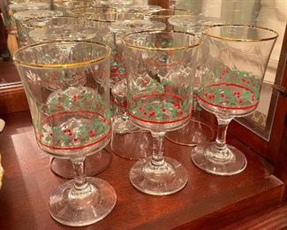 Arbys Holly Wine Goblets or Libby