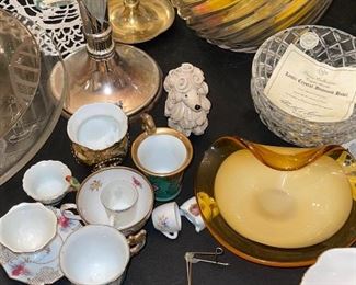 Cups and Saucers, Noodle Poodle,  Lenox Crystal Bowls