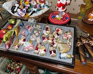 Tiny Old World Figural Glass Ornaments 