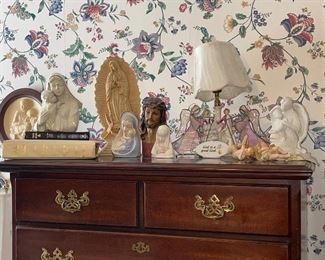 Variety Of Virgin Mary and Jesus Statues and Figures, Angels, Bibles