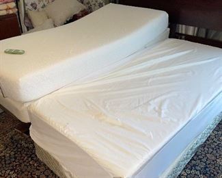 Pair of Super single Twin beds that make a King Set and one has the Euro Sleep Adjustable Massaging Bed frame and both have Tempu-Pedic Mattresses 