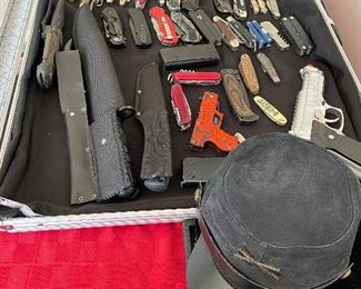 Large collection of knives.
