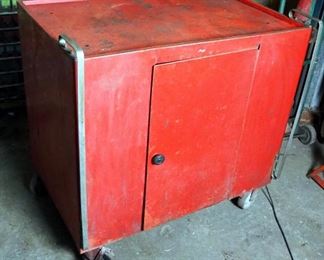 Metal Rolling Storage Cabinet With Single Door, 36" x 38" x 26", Contents Not Included