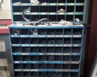 Metal Compartmental Hardware Cabinets, Qty 2, 21" x 35.5" x 12" And 42.5" x 34" x 12", Hardware Included