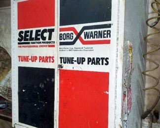 Borg Warner Tune Up Parts Cabinet, Mounted To Wall, Bidder Responsible For Proper Removal, 36" x 32" x 16", With Key