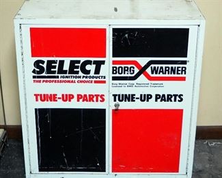 Borg Warner Metal Two Door Parts Cabinet, 30" x 30" x 14", With Key