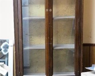 Laminate 4 Door Curio Cabinet 72" x 27.5" x 12" Door Knobs Are Missing Some Minor Damage
